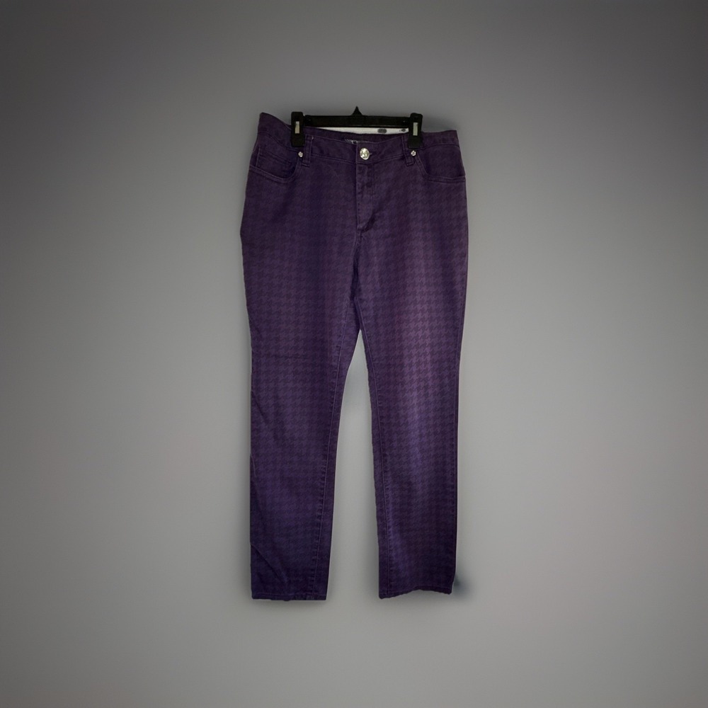 Lexi Women's Size 12 Purple Black Print Straight Leg Jeans Retro Y2K
